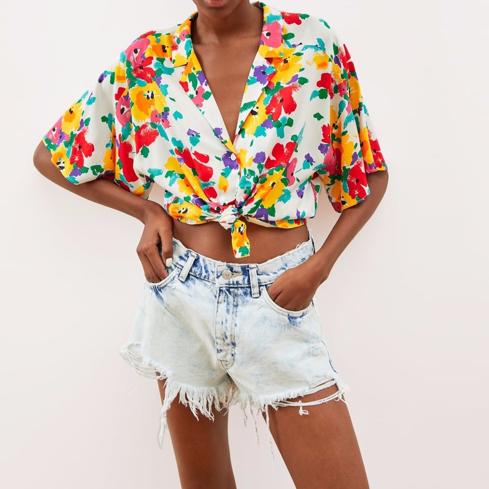 π Zara Knotted Floral Printed Shirt NWT π - Picture 4 of 9
